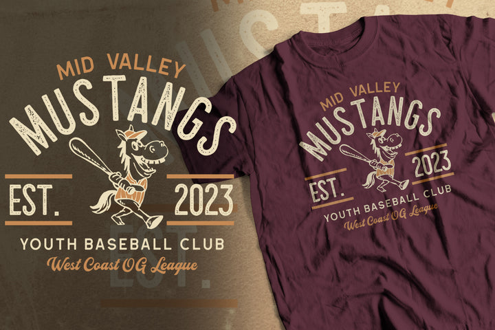 Baseball Club T-Shirt - Mid Valley Mustangs