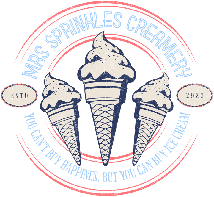 Ice Cream Parlor Vintage T-Shirt — 'Mrs Sprinkles Creamery' Retro Logo