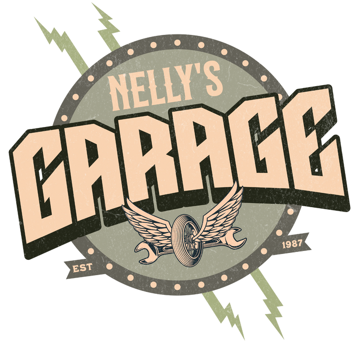 Garage Logo T-Shirt — "Nelly's Garage" Retro Automotive Tee