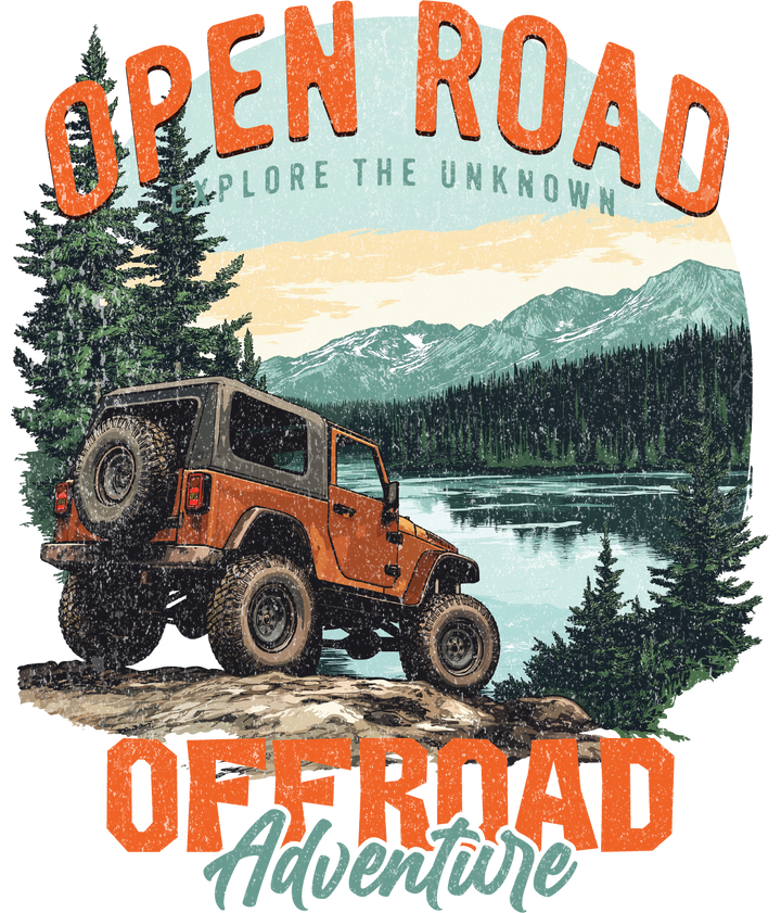 Off-Road Adventure T-Shirt — Open Road Scenic Jeep Graphic