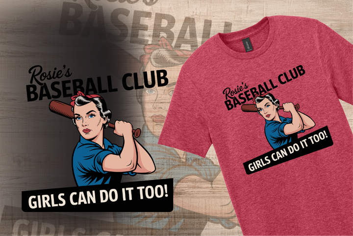 Rosie's Baseball Club Unisex Softstyle T-Shirt - Girls Can Do It Too!