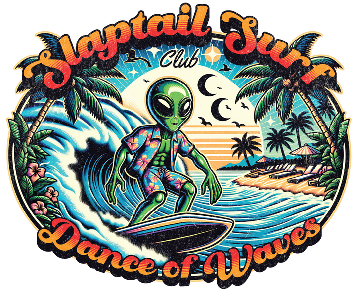 T-Shirt — "Slaptail Surf Club" Astronaut Surfing Vintage Graphic Tee