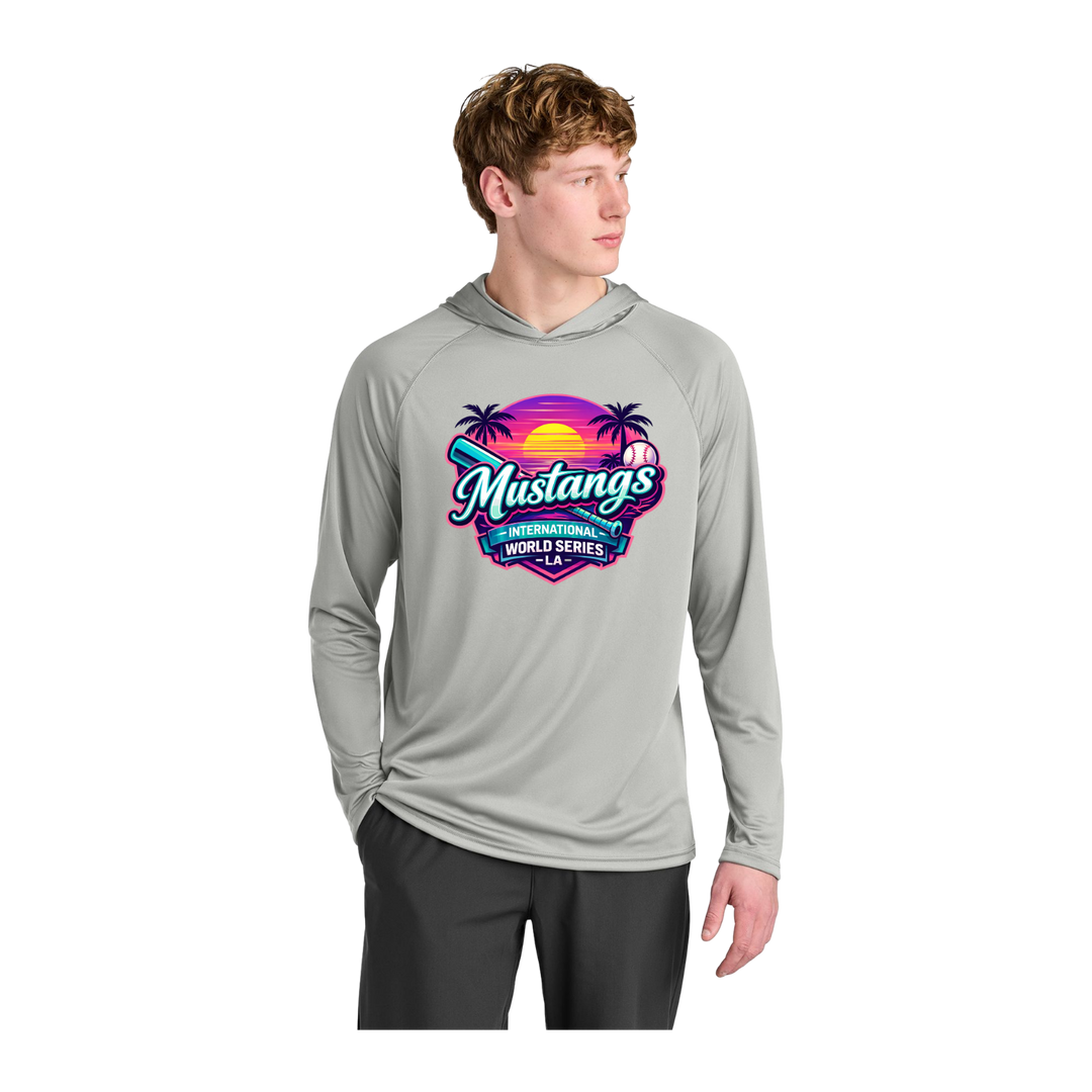 A4 Cooling Performance Long Sleeve Hooded Tee Silver Sunset